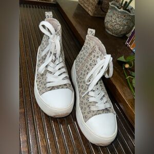 Leopard Print High-Top Sneakers